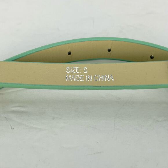 Wet Seal Skinny Faux Leather Teal Green Belt Gold Chain Womens Size Small - Picture 6 of 8